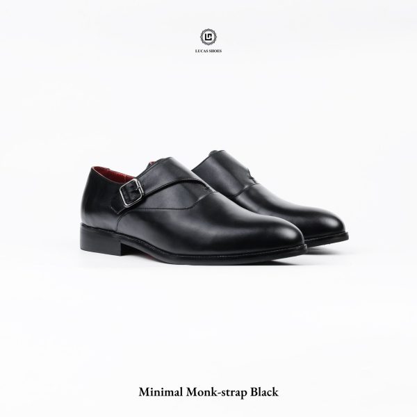 giày Minimal Monk-Strap Black Lucas Shoes da bò mộc